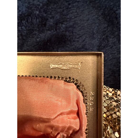 VINTAGE 40'S WHITING & DAVIS GOLD MESH EVENING BAG HANDBAG - Picture 2 of 6